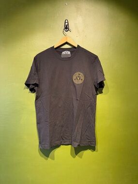 Versace Jeans Collection Black T-Shirt with Embroidered Gold Chest Emblem